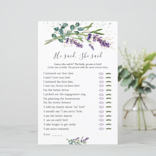 Er sagte, sie sagte Bridal Game, Lavender Eucalypt (Stehend Vorderseite)