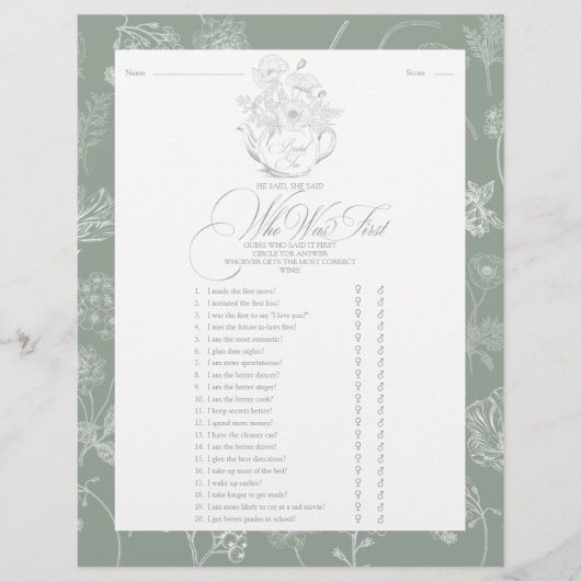 Er sagte, sie sagte, dass das Brautparty-Spiel (Vorderseite)