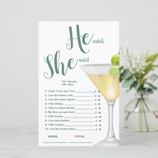 Er sagte, sie sagte Elegant Bridal Game (Stehend Vorderseite)