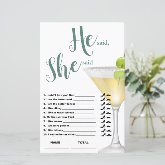 Er sagte, sie sagte Elegant Bridal Game (Stehend Vorderseite)