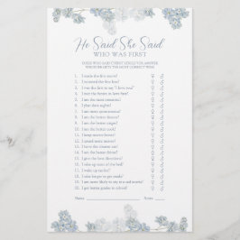 Er sagte, sie sagte Elegant Dusty Blue Duwer Game