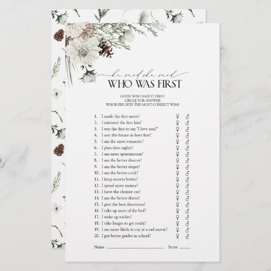 Er sagte, sie sagte Elegantes Winter Brautparty Sp (Vorne/Hinten)