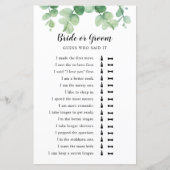 Er sagte, sie sagte Eucalyptus Brautparty Game (Vorderseite)