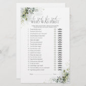 Er sagte, sie sagte Eucalyptus Brautparty Game (Vorne/Hinten)