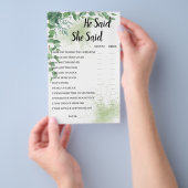 Er sagte, sie sagte Eucalyptus BridalShower Game C Flyer (Handgriff)