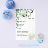 Er sagte, sie sagte Eucalyptus BridalShower Game C Flyer (Einzeln)
