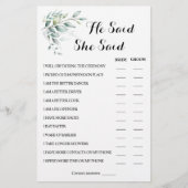 Er sagte, sie sagte Eucalyptus CoupleShower Game C Flyer (Vorne)