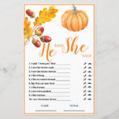 Er sagte, sie sagte Fall Pumpkin Bridal Game (Vorderseite)