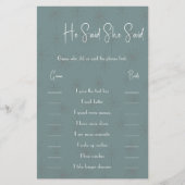 Er sagte: "Sie sagte, Game Card Flyer (Vorne)