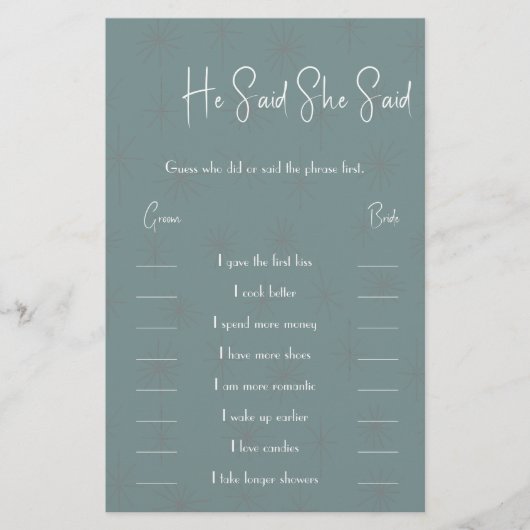 Er sagte: "Sie sagte, Game Card Flyer (Vorne)