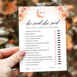 Er sagte, sie sagte Game Greenerity Brautparty Car Einladung