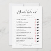 Er sagte, sie sagte, Game Simple Brautparty Card Einladung (Vorderseite)