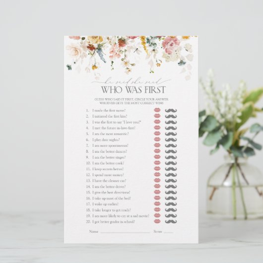 Er sagte, sie sagte, Garden Blume Brautparty Game (Stehend Vorderseite)