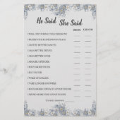 Er sagte, sie sagte "Graue Duschkarte" Flyer (Vorne)