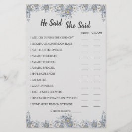 Er sagte, sie sagte "Graue Duschkarte" Flyer