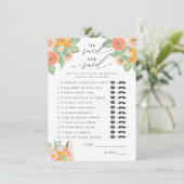 Er sagte: "Sie sagte, heller Cocktail Bridal Game Begleitkarte (Stehend Vorderseite)