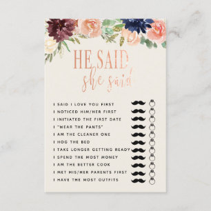 Er sagte, sie sagte Hochzeit/Verlobung Game Copy Einladung