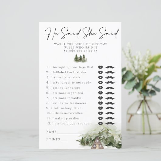 Er sagte: "Sie sagte im Wald-Bachelorette (Stehend Vorderseite)