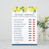 Er sagte: "Sie sagte, Lemon Brautparty Game (Stehend Vorderseite)