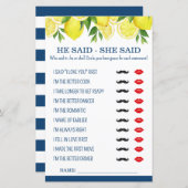 Er sagte: "Sie sagte, Lemon Brautparty Game (Vorne/Hinten)