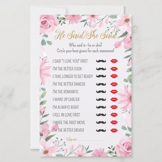 Er sagte, sie sagte, Liebe sei im Blütenduschenspi (Vorderseite)