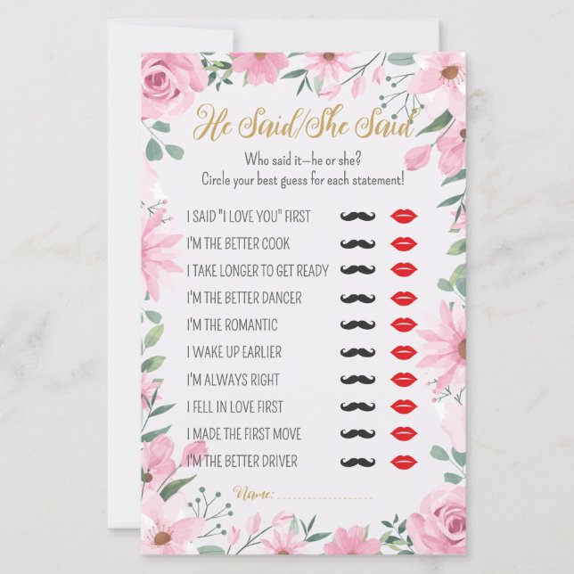 Er sagte, sie sagte, Liebe sei im Blütenduschenspi (Vorderseite)