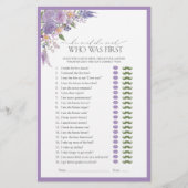 Er sagte, sie sagte Lilac Lavender Brautparty Game (Vorderseite)