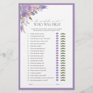 Er sagte, sie sagte Lilac Lavender Brautparty Game