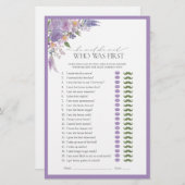 Er sagte, sie sagte Lilac Lavender Brautparty Game (Vorne/Hinten)