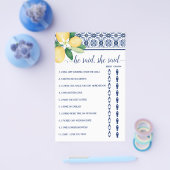 Er sagte, sie sagte, mediterrane Dusche Game Card Flyer (Einzeln)