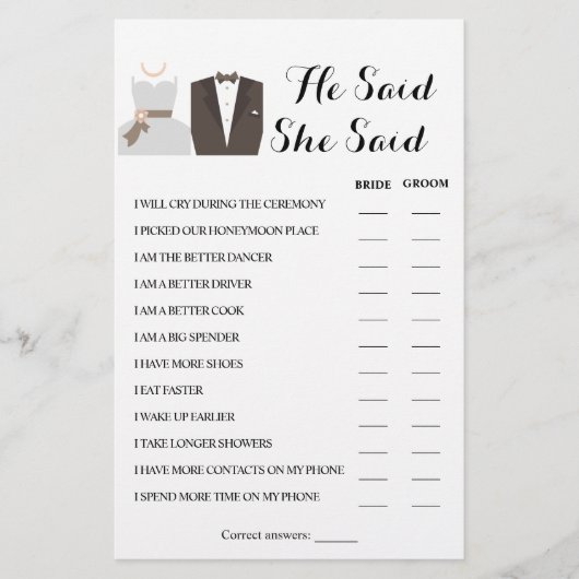 Er sagte, sie sagte, mehrere Dusche Spielkarte Flyer (Vorne)