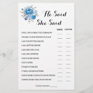 Er sagte, sie sagte, mehrere Dusche Spielkarte Flyer