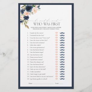Er sagte, sie sagte Navy Blue Pink Brautparty Game