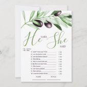 Er sagte, sie sagte "Olive Branches Brautparty Einladung (Vorderseite)