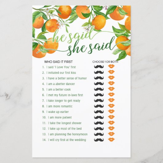 Er sagte, sie sagte: Orange (Vorderseite)