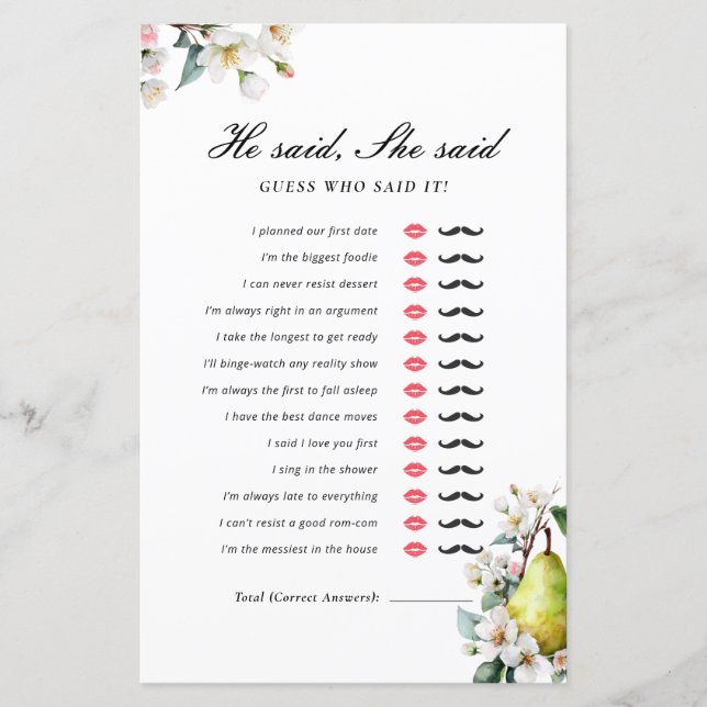 Er sagte, sie sagte: Perfektes Pear Brautparty Spi (Vorderseite)