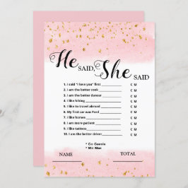Er sagte, sie sagte, Pink Bridal Game Einladung