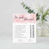 Er sagte, sie sagte Pink Lace Brautparty Game (Stehend Vorderseite)