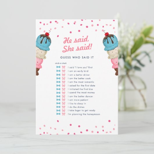 Er sagte, sie sagte, raten Sie, wer das beste Brau Einladung (Stehend Vorderseite)