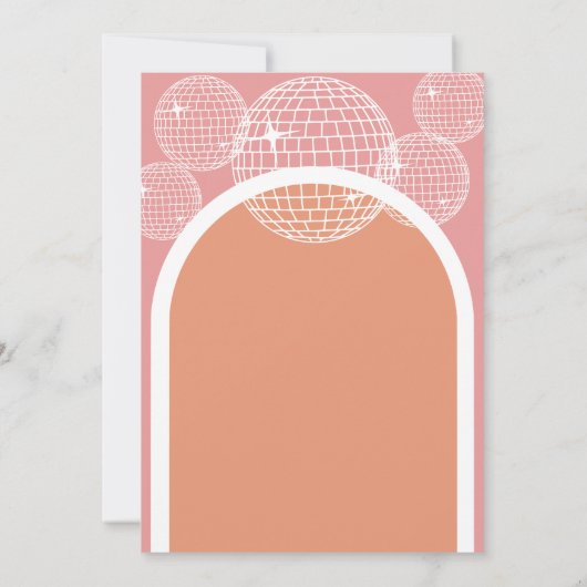 Er sagte, sie sagte Retro Disco Pink Orange Spielk Einladung (Rückseite)