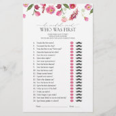 Er sagte, sie sagte, rosa Blume Brautparty Game (Vorderseite)