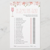 Er sagte, sie sagte rosa Brautparty Game (Vorderseite)