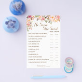 Er sagte, sie sagte rosa Duschkarte Flyer (Einzeln)