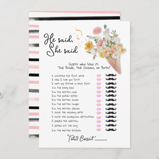 Er sagte, sie sagte Scoopup Brautparty-Spiel Einladung (Vorne/Hinten)