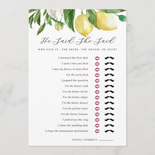 Er sagte, sie sagte, sie habe die Spielkarte für d Einladung (Vorderseite)