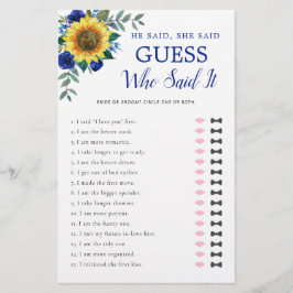 Er sagte, sie sagte Sonnenblumen Blue Brautparty G