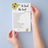 Er sagte, sie sagte Sonnenblumen-Brautparty-Spielk Flyer (Handgriff)