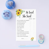 Er sagte, sie sagte Sonnenblumen-Brautparty-Spielk Flyer (Einzeln)