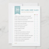 Er sagte, sie sagte Spiel (anpassbar) Einladung (Vorderseite)