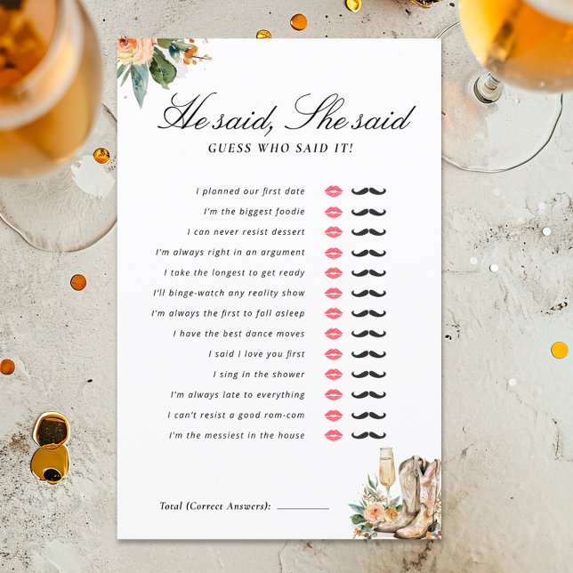 Er sagte, sie sagte Stiefel Bubbly Brautparty Game (Von Creator hochgeladen)